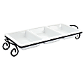 Elama 3-Section Divided Porcelain Serving Tray, White
