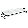 Elama 3-Section Divided Porcelain Serving Tray, White 1 thumbnail image