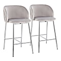 LumiSource Fran Pleated Fixed-Height Counter Stools, Silver/Chrome, Set Of 2 Stools 1 thumbnail image