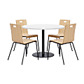 KFI Studios Proof Round Dining Table With 4 Jive Dining Chairs, White/Black Table, Natural/Black Chairs 1 thumbnail image