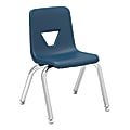 Lorell® Classroom Student Stack Chairs, 12"H Seat, Navy/Silver, Set Of 4