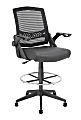 Boss Office Products Flip Arm Mesh Drafting Stool With Back, Black