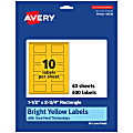 Avery® Print-To-The-Edge Labels With Sure Feed® Technology And Easy Peel®, 94230-BYP40, Rectangle, 1-1/2" x 2-3/4", Matte Bright Yellow, Pack of 400 1 thumbnail image