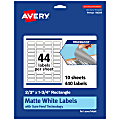 Avery® Print-To-The-Edge TrueBlock® Labels With Sure Feed®, 94209-TWMP10, Rectangle, 2/3" x 1-3/4", Matte White, Pack Of 440 1 thumbnail image