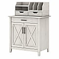Bush Furniture Key West 30"W Secretary Desk With Storage And Desktop Organizers, Linen White Oak, Standard Delivery 1 thumbnail image
