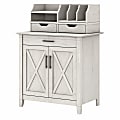 Bush Furniture Key West 30"W Secretary Desk With Storage And Desktop Organizers, Linen White Oak, Standard Delivery