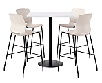 KFI Studios Proof Bistro Square Pedestal Table, Includes 4 Stools, 43-1/2”H x 42”W x 42”D, White Top/Black Base/Moonbeam Chairs - 840031941879 1 thumbnail image