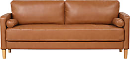 Lifestyle Solutions Lyla Faux Leather Sofa, Caramel