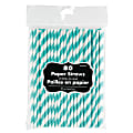 Amscan Striped Paper Straws, 7-3/4", Robin's Egg Blue, Pack Of 80 Straws 1 thumbnail image