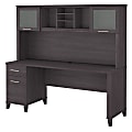 Bush Furniture Somerset 72"W Office Desk With Hutch, Storm Gray, Standard Delivery 1 thumbnail image