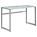 Monarch Specialties 48"W Computer Desk With Tempered Glass Top, White/Silver 1 thumbnail image