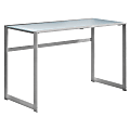 Monarch Specialties Computer Desk With Tempered Glass Top, White/Silver