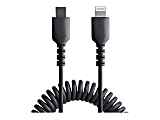 StarTech.com USB C to Lightning Cable 1m (3ft), MFi Certified, Coiled iPhone Charger Cable, Black, Durable TPE Jacket Aramid Fiber - RUSB2CLT1MBC 1 thumbnail image