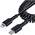 StarTech.com USB C to Lightning Cable 1m (3ft), MFi Certified, Coiled iPhone Charger Cable, Black, Durable TPE Jacket Aramid Fiber - 3.3ft (1m) Coiled USB-C to Lightning charging cable with aramid fiber