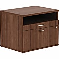 Lorell® Relevance 30"W File Cabinet Computer Desk Credenza With Open Shelf, Walnut