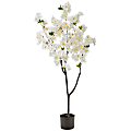 Nearly Natural Cherry Blossom 48”H Artificial Tree With Planter, 48”H x 23”W x 6”D, White/Black 1 thumbnail image