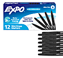 EXPO® Vis-a-Vis® Wet-Erase Fine-Tip Markers, Black, Box Of 12