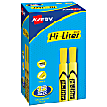 Avery® Hi-Liter® SmearSafe® Highlighters, Chisel Tip, Desk-Style, Yellow, Pack Of 12 Highlighters