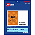 Avery® Print-To-The-Edge Labels With Sure Feed® Technology And Easy Peel® Label Feature, 94504-BOP40, Round, 3/4", Matte Bright Orange, Pack of 3200 1 thumbnail image