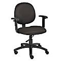 Boss Office Products Diamond Ergonomic Fabric Mid-Back Task Chair With Adjustable Arms, Black