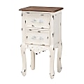 Baxton Studio Levron Nightstand, 2-Drawer, 26-3/4"H x 14-9/16"W x 11-13/16"D, Walnut Brown/Antique White 1 thumbnail image