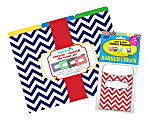 Barker Creek Folder/Pocket Set, 9" x 12", Chevron Nautical, Set of 42