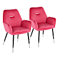 LumiSource Wendy Chairs, Black/Hot Pink/Chrome, Set Of 2 Chairs