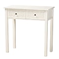 Baxton Studio Lambert 2-Drawer Console Table, 31-15/16”H x 31-1/2”W x 15”D, White