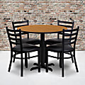 Flash Furniture Round Laminate Table Set With X-Base And 4 Ladder-Back Metal Chairs, 30"H x 36"W x 36"D, Natural/Black 1 thumbnail image