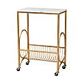 Baxton Studio Jacek Wine Cart, 29-1/4”H x 20”W, White/Gold