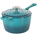 Crock-Pot Artisan 3-Quart Enameled Cast Iron Saucepan With Lid, Teal/Silver 1 thumbnail image