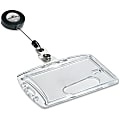 DURABLE® Retracting Reel Shell-Style ID Badge Holder - 2-1/10" x 3-1/4" - Horizontal or Vertical - Acrylic - Transparent - 10 / Box 1 thumbnail image