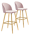 Zuo Modern Cozy Bar Chair, Pink/Gold
