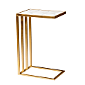 Baxton Studio Parkin C-Shaped End Table With Marble Tabletop, 22-5/16"H x 14-1/4"W x 9-15/16"D, Gold