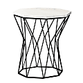 Baxton Studio Venedict End Table With Marble Tabletop, 16-1/2"H x 15-7/16"W x 14-5/8"D, Black