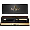 Scriveiner Classic Ballpoint Pen, Medium Point, 1.0 mm, Black/Gold Barrel, Black Ink