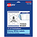 Avery® Glossy Permanent Labels With Sure Feed®, 94060-WGP10, Oval Scalloped, 2" x 3", White, Pack Of 80