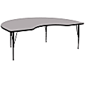 Flash Furniture 96"W Kidney Thermal Laminate Activity Table With Short Height-Adjustable Legs, Gray 1 thumbnail image