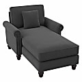 Bush® Furniture Coventry Chaise Lounge With Arms, Charcoal Gray Herringbone, Standard Delivery
