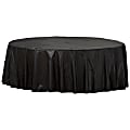 Amscan 77017 Solid Round Plastic Table Covers, 84", Jet Black, Pack Of 6 Covers