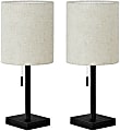 Monarch Specialties Dwight Table Lamps, 16-3/4"H, Black Base/Beige Shade, Set Of 2 Lamps