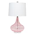 Lalia Home Classix Wavy Colored Glass Table Lamp, 24"H, White Shade/Pink Base 1 thumbnail image