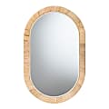 bali & pari Bella Modern Bohemian Mahogany Wood And Natural Rattan Oval Mirror, 33-1/8”H x 21-5/16”W x 1”D, Natural Brown 1 thumbnail image