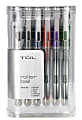TUL® RB1 Rollerball Pens, Medium Point, 0.7mm, Silver Barrel, Assorted Inks Pack Of 12 Pens