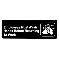 Alpine "Employees Must Wash Hands Before Returning to Work" Sign, 3" x 9", Black/White 1 thumbnail image