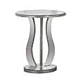 Monarch Specialties Janis Accent Table, 24"H x 20"W x 20"D, Brushed Silver
