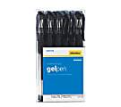 OfficeMax Gel Grip Pens, Medium Point, 0.7 mm, Black/Clear Barrel, Black Ink, Pack Of 12