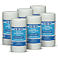 SCRUBS Hand Sanitizer Wipes - Blue, White - Abrasive, Non-scratching, Textured, Anti-bacterial - For Hand - 85 Per Canister - 6 / Carton