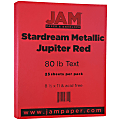 JAM Paper® Color Multi-Use Card Stock, Red Metallic, Letter (8.5" x 11"), 80 Lb, Pack Of 25