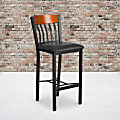 Flash Furniture Metal/Wood Restaurant Barstool With Vertical Back And Vinyl Seat, Cherry/Black 1 thumbnail image